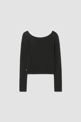 Boat Neck Cardigan / Black