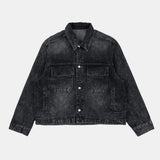 Crack washed over denim jacket