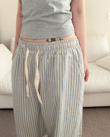 [Unisex/Summer Pants] レブリネンストライプ バンディングパンツ (4 colors)