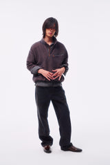 FINE PLAID RANDOM STITCH SILVER THREAD LOGO SQUARE LABEL HEM COLOR-TOOTH ZIPPER SIDE HAND-SEWN BUTTON SHIRT