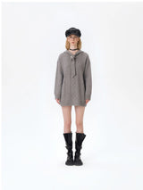 13DE MARZO Bear Knit Hoodie Dress Grey