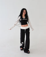Rose Patch Color Raglan T-shirt
