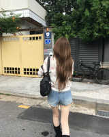 Natural denim shorts