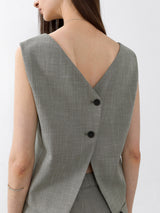 (BL-4329)ROU SET-UP SQUARE NECK BLOUSE