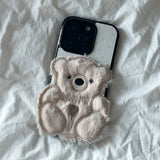 SUN CASE PATCH COZY BEAR IVORY (GLOSSY BLACK)