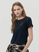 GRAPHIC RINGER T-SHIRT - DARK NAVY