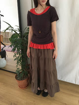 ナユタピンタックティアードバンディングロングスカート