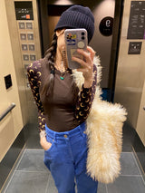 Long furry hair bag _ ivory