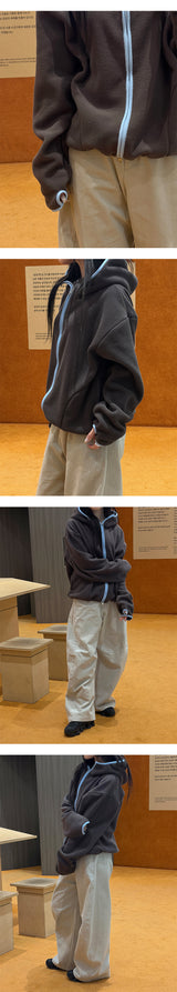 [Unisex] Line fleece hood zip up(3color)