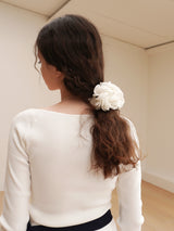 Cosymosy White Camellia Scrunchie