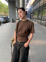 Color Back Open Loose Fit Short-Sleeved T-shirt