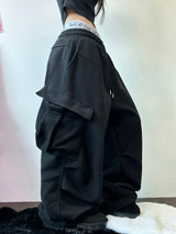 アンバランスドカーゴヒップパッチロングパンツ🤍🩶🖤3カラー