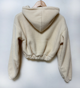 (LOWEST PRICE!/HOT DEAL♥) FLEECE SHERPA HOODIE ZIP-UP BANDING SEMI-CROPPED HOODIE - 3 COLOR