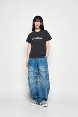 25SS シューティングロゴピグメントウーマン半袖Tシャツ チャコール