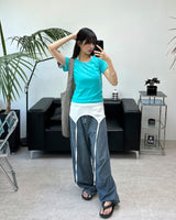 Medin Curved Linen Denim Pants