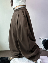 TWO PINTUCK WODE SLACKS LONG PANTS 🩶🖤🤎3COLOLR
