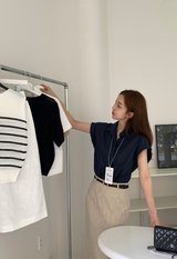 [1,000 Sold] ItU パステルロールアップキャップスリーブ半袖シャツ / 5 Colors