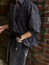 Enter checkered cropped shirt