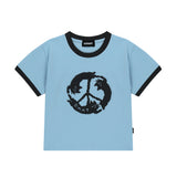 Purrfect Peace Ringer Crop T-Shirt_Sky Blue