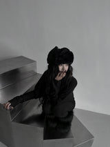 cross stud fur trapper hat
