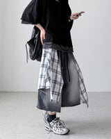 Check Skirt Bermuda Denim