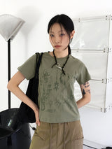 Pecon Tattoo Semi Crop Short Sleeve T-Shirt