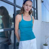 Slim Ribbed Tank Top_Teal Blue
