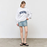 UNISEX NEWIDEA アップリケ刺繍オーバーサイズスウェット [WHITE MELANGE GREY]