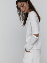 Slit Sleeve Top_White