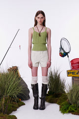 CABLE PATTERN KNIT SLEEVELESS [OLIVE]