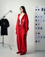[UPDRAFT]NYLON MIXED COTTON ZIP-UP RED