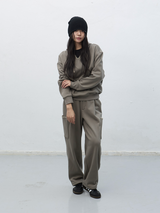 stitch cargo sweat pants - grey         