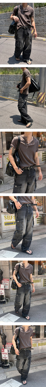 [S/S] Pigment crop muscle henry neck t-shirts(4color)