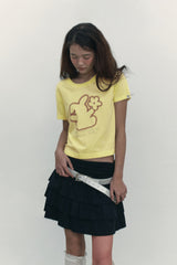 ウィッティバニークロップモーダルTシャツ [ライトイエロー]