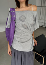 SHELL SHIRRING OFF TEE