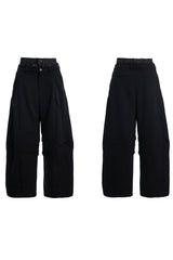 Double-Waist Layered Wide-Leg Trousers