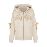 13DE MARZO Doozoo Hollow Heart Zip Hoodie