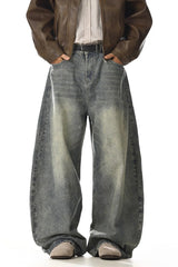 Washed Loose Straight Jeans