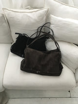 Double Strap Stitch Belt Matte Leather Big Square Crossbody Shoulder Bag