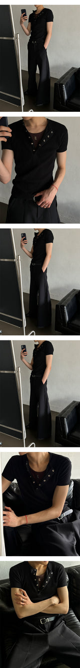 [S/S] High ribbed henry neck half knit(3color)
