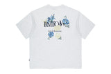 バックポイントブルーフラワーtシャツ