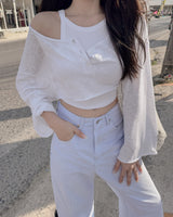 Chiden シースルークロップドTシャツ