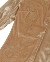 Embroidered Velvet Slim Shirt _ BEIGE