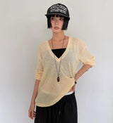 LINEN DEEP V-NECK KNIT