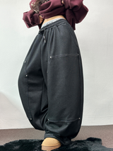 MINK🐻🧸RIVET STRING LONG WIDE PANTS 💙🖤2COLOR