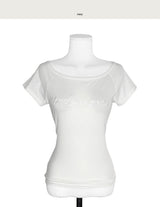 yours ❤ letter one shoulder top