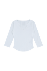 C 90S ラインスリットネックTシャツ_ホワイト