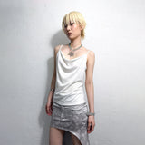 GLITTER COWL NECK CAMISOLE: WHITE