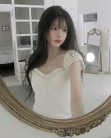 [MADE] Chewing Lace Shirring Tee
