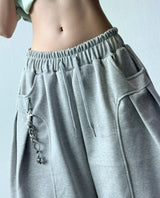 Oval Keyring Pintuck Sweat Balloon Bermuda Shorts 2color
